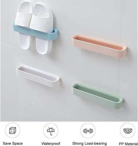 Vista 3 de Zapatero montado en la pared, zapatero colgante para puerta, soportes autoadhesivos para montar en la pared, estante colgante para baño, caja