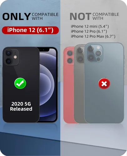 Vista 2 de WIFORT Funda impermeable para iPhone 12 de 6.1 pulgadas con protector de pantalla integrado, a prueba de agua certificada y protección militar, a