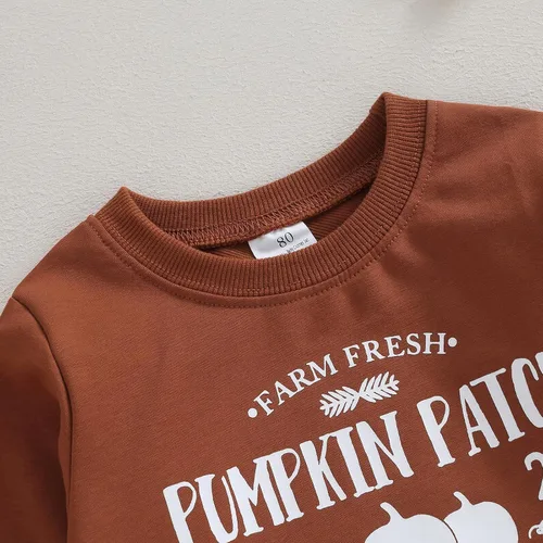 Vista 4 de Sudadera de manga larga con estampado de letras y estampado de letras para niños pequeños, para otoño e invierno