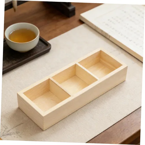 Vista 4 de Wood Storage Box with 3 Compartments for Tea Bags and Coffee