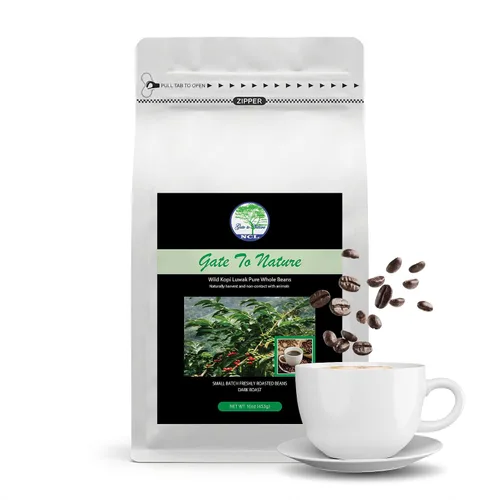 Vista 11 de Gate to Nature Kopi Luwak - Granos arábica (Black Label recién hechos tostado oscuro, bolsa transparente de 10 onzas) granos enteros Wild Civet