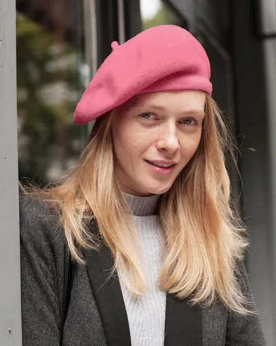 Vista 6 de Parquet Boina francesa de color sólido. Gorra clásica francesa, casual y elegante para mujer