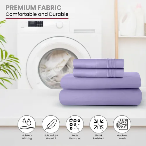 Vista 73 de LUX Décor - Juego de sábanas Twin de microfibra ultrasuave de 3 piezas con sábana encimera, sábana bajera de 16 pulgadas de profundidad y funda