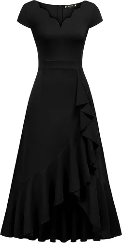 Vista 3 de Miusol Vestido largo de fiesta de dama de honor con cuello en V vintage para mujer