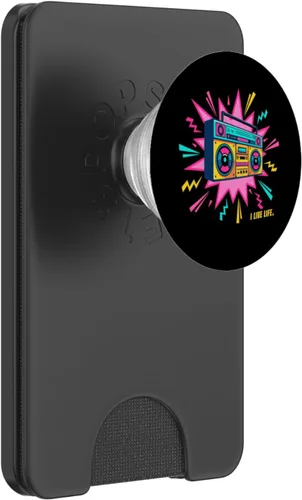 Vista 8 de PopGrip adhesivo retro de los años 90, estilo Boombox Radio de los años noventa, estilo vintage, I Live Life PopSockets