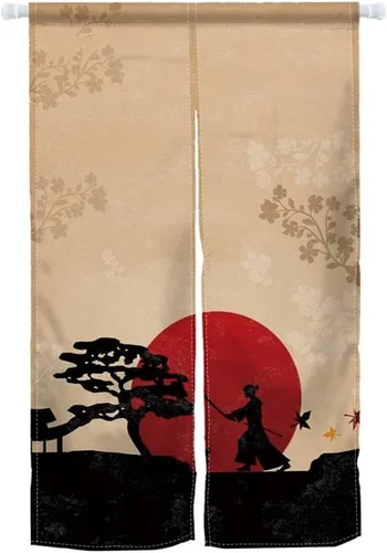 Vista 25 de Cortina de Puerta de Pintura Tradicional China, Bambú Azul, Noren Japonés Partición de Dormitorio Divisor de Cocina Decoración de Puerta de Baño