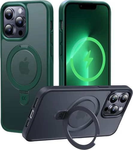 Vista 46 de CASEKOO - Funda diseñada para iPhone 14 Pro con soporte magnético invisible [protección contra caídas de grado militar] [compatible con MagSafe]