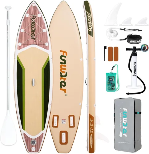 Vista 15 de FunWater Tabla de remo inflable de 11 pies y 10 pies 6 pulgadas con accesorios de tabla de remo de SUP de alta calidad, cubierta de EVA