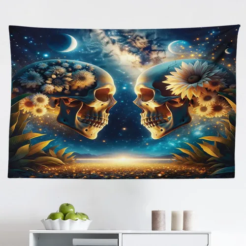 Vista 134 de Ambesonne Tapiz hippie, abrazo de hongos de ensueño y árbol de la vida místico y mandal verde, decoración de tela para colgar en la pared