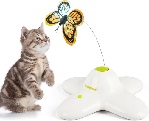 Vista 10 de ALL FOR PAWS Juguete interactivo 3 en 1 para gatos con bolas rodantes, juguete de plumas Whack-a-Mole, juguetes giratorios automáticos para gatitos