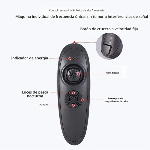 Vista 5 de Barco de cebo a control remoto para pesca, rango de 547 yardas, carga de 4.4 lbs, retorno automático, larga duración de la batería, perfecto