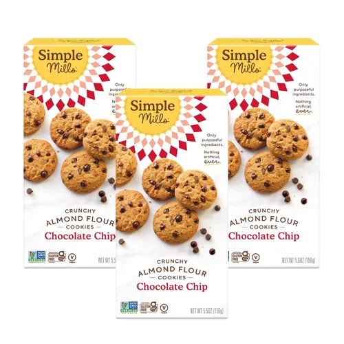 Vista 14 de Simple Mills Galletas crujientes de harina de almendras, chispas de chocolate, sin gluten, vegano, bocadillos saludables, hechos con aceite de coco