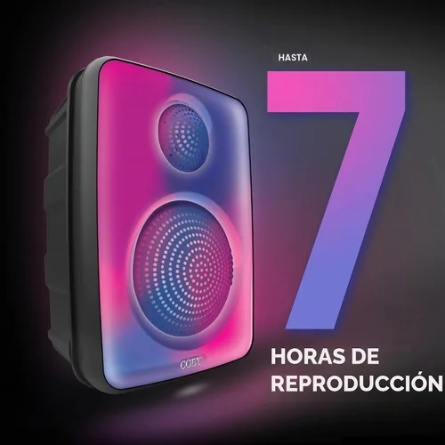 Vista 2 de Coby Spectra True - Altavoz Bluetooth inalámbrico, altavoz portátil con 5 modos de luz y micrófono, radio FM, batería recargable, USB, micro USB