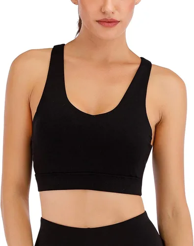 Vista 2 de Sujetadores deportivos para mujer, soporte de alto impacto para yoga, gimnasio, correr, entrenamiento, fitness, tirantes deportivos, con copas