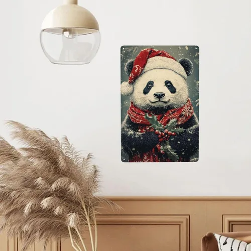 Vista 7 de Cafemira Cartel de hojalata de animales, panda vintage, letreros de metal retro, póster de hojalata, placa de aluminio, arte de pared para el hogar