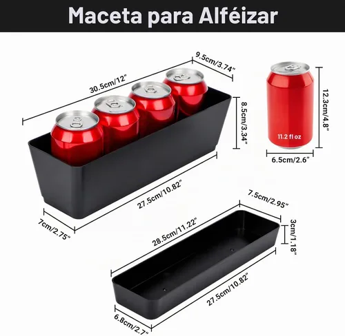 Vista 2 de GREANER Maceteros de hierbas de 12 x 3.8 pulgadas, 1 paquete de cajas rectangulares con bandeja, maceta de plástico para suculentas