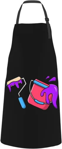 Vista 8 de Pinceles de rodillo de pintura y cubos de pintura delantales para hombres y mujeres con bolsillos, delantal ajustable resistente al agua y al aceite