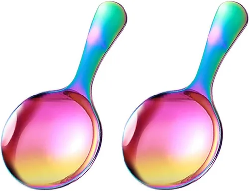 Vista 8 de Mini cucharas de acero inoxidable – Cucharas de sal y postre de mango corto para degustación, condimento, café, helado, pastel