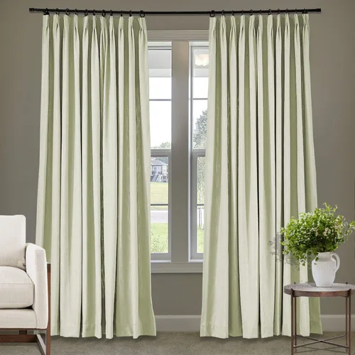 Vista 103 de Frelement Cortinas plisadas de lino de algodón de 100 pulgadas de ancho y 102 pulgadas de largo, cortinas con reducción de ruido para sala