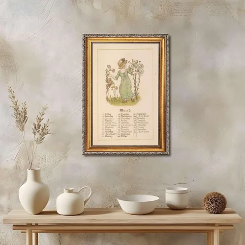Vista 5 de Vintage Framed Woman with Flowers Wall Art, Canvas Print Oil Paintings Reproduction World Classics, Retro Style Poster Painting Pictures, Cute Home