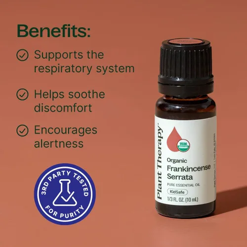 Vista 2 de Plant Therapy Aceite esencial de incienso serrata orgánico 100% puro, Certificación orgánica USDA, sin diluir, aromaterapia natural, grado