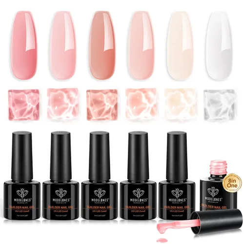 Vista 15 de modelones Juego de Base y Capa Superior para Esmalte de Uñas en Gel, 3 Piezas Base de Goma y Capa Superior de Gel Transparente Brillante y Mate a