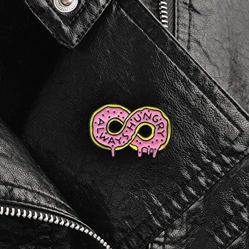 Vista 7 de Flairs New York - Broche de solapa esmaltado hecho a mano, Donut siempre hambriento