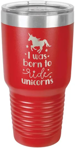 Vista 16 de I Was BORN TO RIDE UNICORNS Grabado vaso de 325 ml, grabado con láser, taza de viaje de acero con recubrimiento en polvo, libre de BPA, con camello