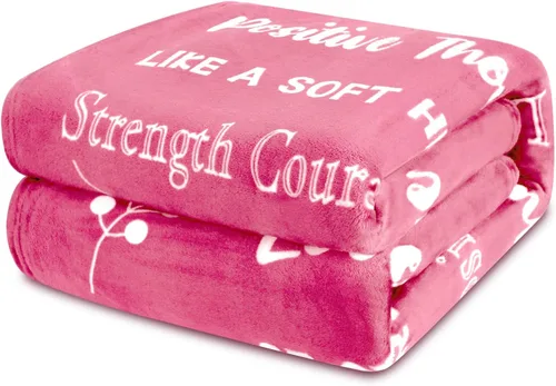 Vista 9 de MACEVIA Regalos para el cáncer de mama para mujeres, manta reversible de forro polar Sherpa para curación, súper suave y cálida, regalo