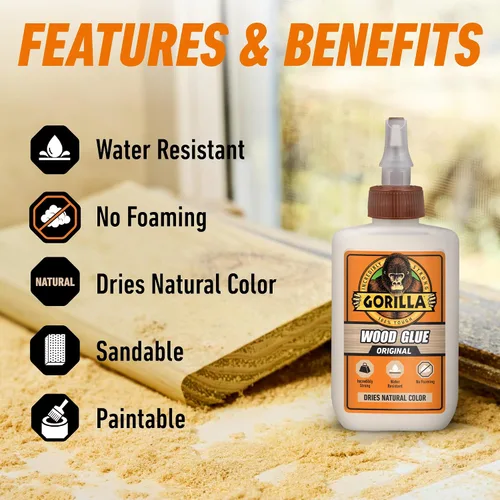 Vista 3 de Gorilla Pegamento para madera, color madera natural, botella de 4 onzas (paquete de 2) – Resistente al agua para proyectos y reparaciones
