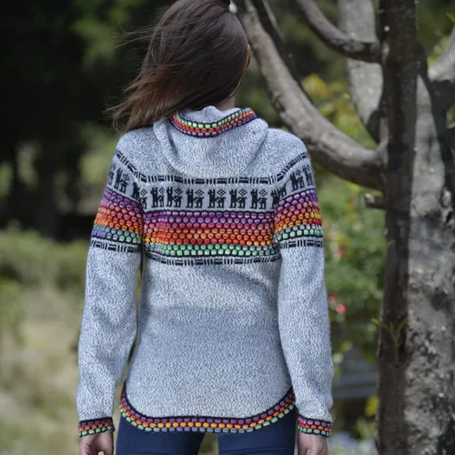 Vista 4 de Gamboa Cárdigan para mujer, suéteres para mujer, suéter de alpaca, suéter de punto, suéter para mujer, chaqueta para mujer
