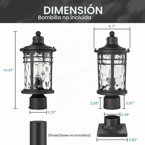 Vista 3 de Darkaway Luces de Poste para Exteriores Postes de Lámpara Iluminación para Exteriores, Luces de Poste de Aluminio Accesorios de Luz para Exteriores