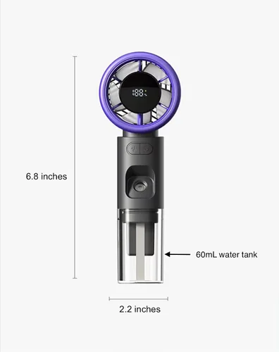 Vista 2 de FAMKA - Ventilador de nebulización de mano portátil, potente de alta velocidad, pequeño ventilador de refrigeración personal recargable, niebla