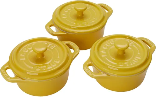 Vista 10 de STAUB Cerámica Horno holandés 3 piezas Mini Round Cocotte, Cereza