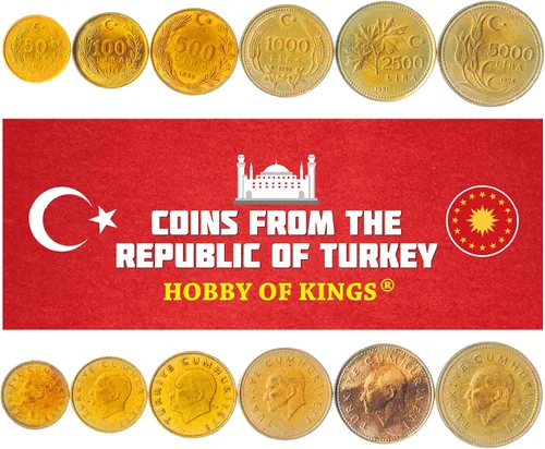 Vista 15 de Juego de 3 monedas de Turquía. 1, 5, 10 liras. 1981-1983