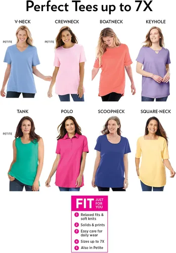 Vista 4 de Woman Within Polo de manga corta perfecta de talla grande
