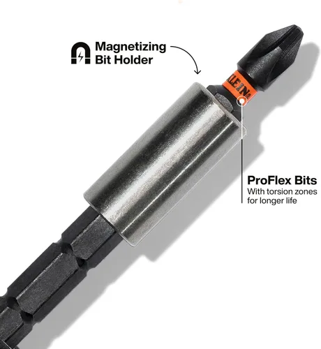 Vista 4 de Klein Tools 32308 Destornillador de Stubby Multi-bit, Herramienta magnética ajustable con 8 en 1 de impacto con Phillips, ranurado, cuadrado