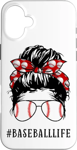 Vista 23 de Mom Messy Hair Bun Aviators Glasses Baseball Mother Life Case for iPhone 17