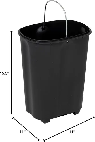 Vista 4 de Honey Can Do TRS-09328 - Bote de basura rectangular de acero inoxidable con tapa, 12 litros, color plateado