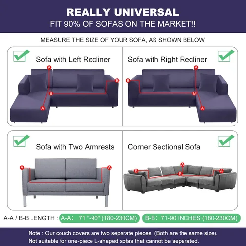 Vista 5 de BT.WA Funda de sofá modular en forma de L, funda elástica y suave para sofá de 2 piezas, protector de muebles con 2 fundas de almohada