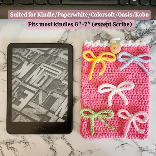 Vista 4 de Funda para Kindle tejida a mano, compatible con todos los modelos 5.5"- 7" (excepto Scribe), accesorios Kindle hechos a mano para mujeres, funda