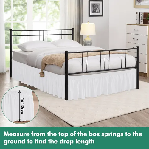 Vista 95 de Biscaynebay Faldas de cama envolventes con esquinas divididas para camas Twin/Twin XL de 15 pulgadas de caída, volantes de polvo elásticos Negro