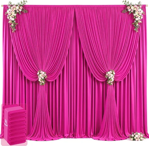 Vista 23 de 20 pies x 12 pies Cortinas de Telón de Fondo Azul Bebé Sin Arrugas para Bodas y Fiestas, Telón de Fondo de Tela Azul, Cortinas para Bodas
