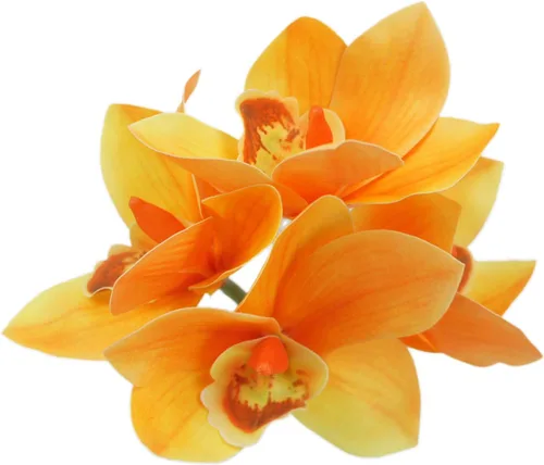 Vista 6 de Paquete de orquídea Cymbidium artificial de 4 tallos de tacto real (verde)