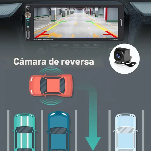 Vista 6 de Radio de pantalla táctil de coche de un solo DIN (6.9") con Apple