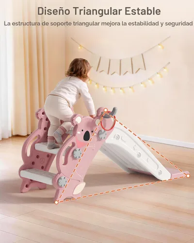 Vista 4 de Babytronic Tobogán 4 en 1 para niños pequeños de 1 a 3 años, para Rosa