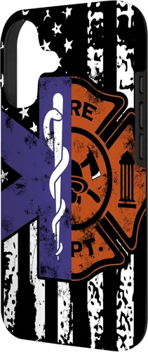 Vista 2 de EMT Firefighter Fire Rescue EMT - Funda de regalo con bandera americana para iPhone 17
