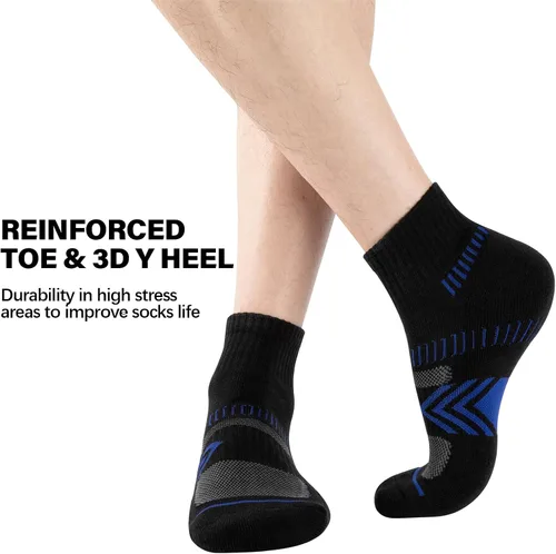 Vista 3 de COOPLUS Calcetines tobilleros acolchados para hombre, calcetines de algodón de rendimiento atlético