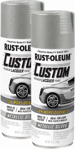 Vista 10 de Rust-Oleum 340569 Pintura en aerosol de laca personalizada para automóviles, 11 oz, gris plateado mate