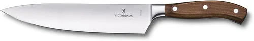 Vista 5 de Victorinox Grand Maitre Santoku - Cuchillo de cocina afilado, cuchillo ergonómico para artículos esenciales de cocina, mango de madera, borde Marrón